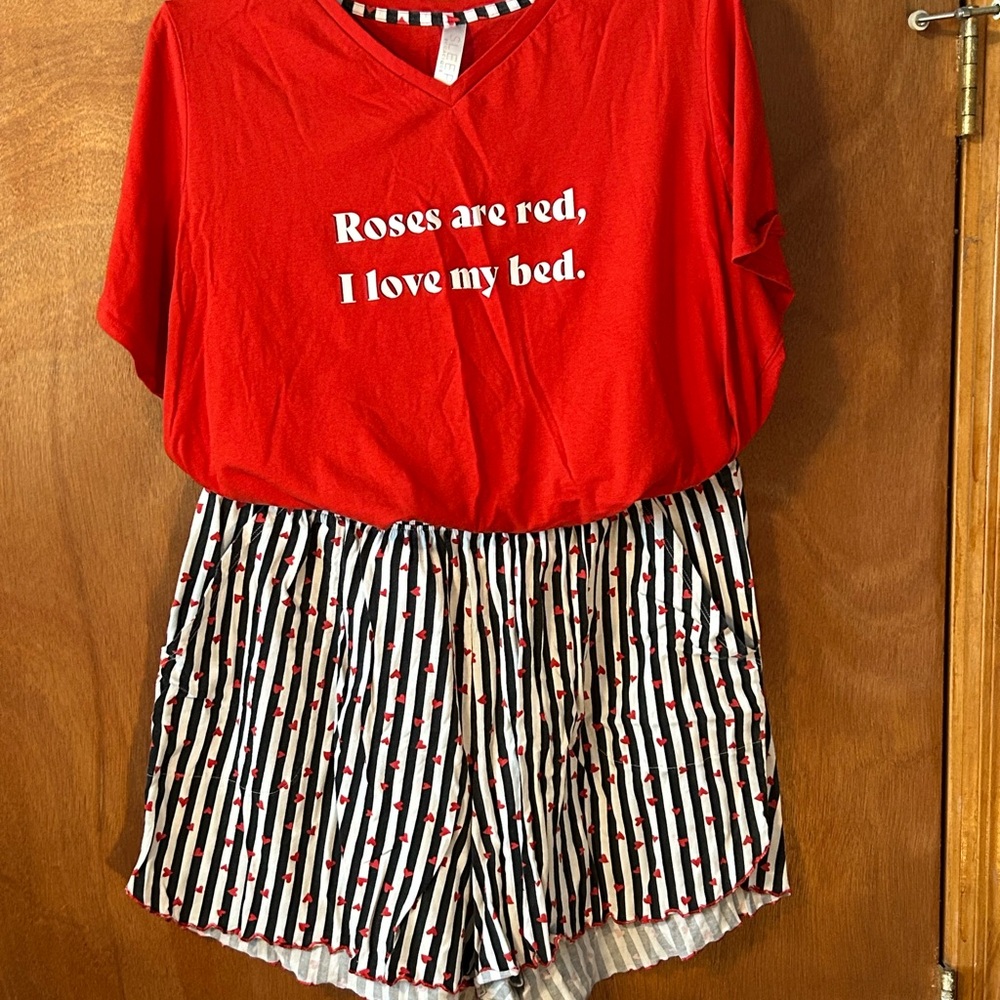 Cacique Red and Black Pajama Set - Picture 1 of 5